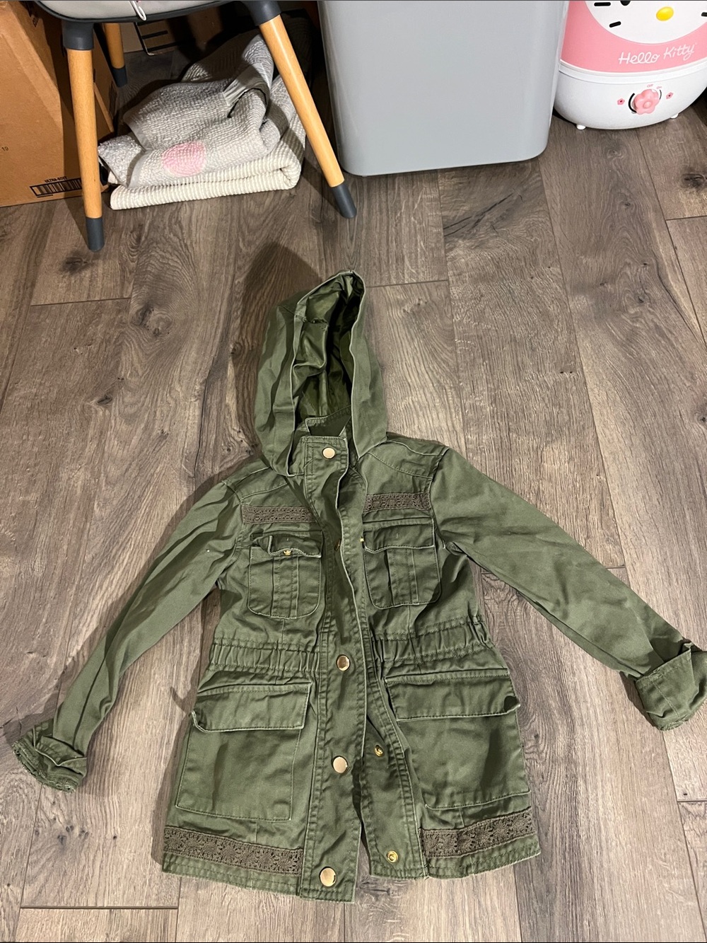 NWOT me Jane girls Olive Green Hooded Utility Jacket size 5